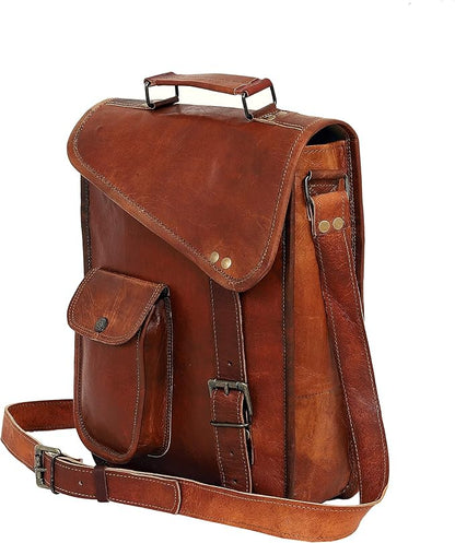 Leather Satchel Tablet Bag Laptop Case Office Briefcase Messenger Gift for Men Computer Distressed Shoulder Bag