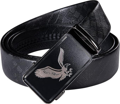 Dubulle Designer Ratchet Belt for Men Leather Fashion Adjustable Automatic Buckle Sliding Removable Dress Casual