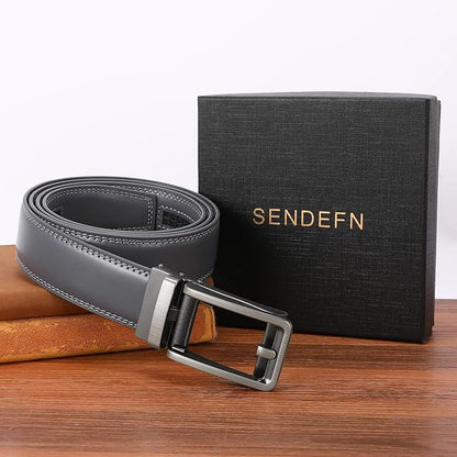 SENDEFN Men's Leather Dress Casual Belt 1 3/8" Automatic Adjustable Click Buckle Belts with Gift Box