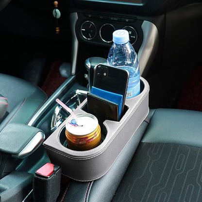 Car Seat Organizer Cup Drink Holders Multi Functional Gap Filler Storage Box Insert Organization Helps Reduce Distracted Driving&Holds Phone Mount Mug Bottle Cellphone (PUBD-Gray)