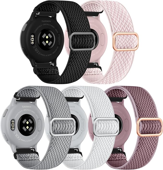 GEAK 20mm Quick Release Replacement Wristband Compatible with Garmin Vivoactive 6 / Vivoactive 3 /Vivoactive 5 Watch Band, Adjustable Stretchy Nylon Solo Loop Elastic Straps for Venu/Venu Sq Men Women