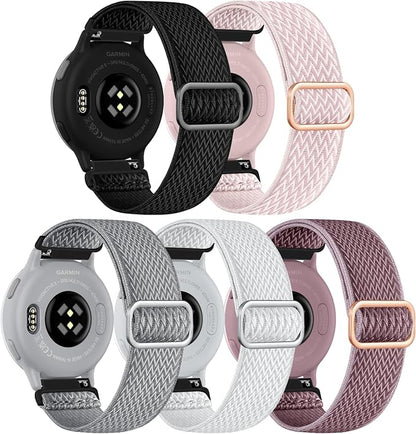 GEAK 20mm Quick Release Replacement Wristband Compatible with Garmin Vivoactive 6 / Vivoactive 3 /Vivoactive 5 Watch Band, Adjustable Stretchy Nylon Solo Loop Elastic Straps for Venu/Venu Sq Men Women