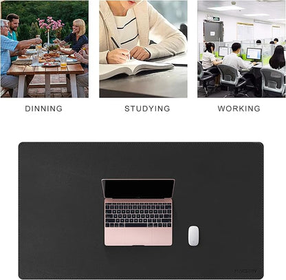 MAIDERN 40” x 24” Leather Desk Mat XL, Large Desk Pad, Reversible Cork & Leather Large Mouse pad for Desk, Waterproof Computer Desk Mat for Gaming Home Office (Black) …