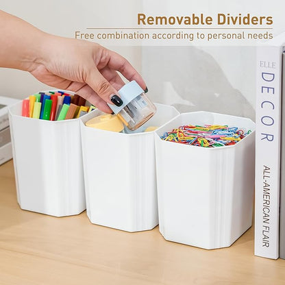 Citylife 17 QT Plastic Storage Box with Removable and 6 Detachable Inserts, Clear White