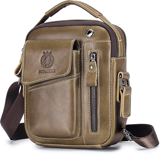 Leather Shoulder Bag for Men Small Mens Crossbody Bag Purses Handbags | Small, Genuine Leather, Crossbody, Men Purse, Casual, Daypack