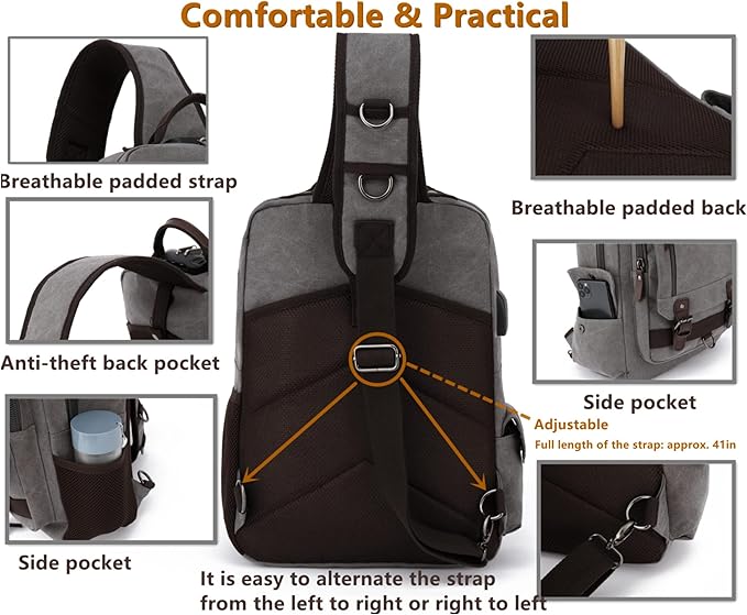 Leaper Retro Crossbody Bag Sling Bag Canvas Messenger Bag for Men Women Shoulder Bag Crossbody Handbags Satchel Travel Bag