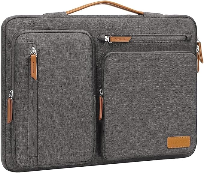 MOSISO 360 Protective Laptop Case 15 inch, 15 inch Laptop Sleeve Compatible with MacBook Air M5 M4 M3 M2 2026-2023, Dell XPS Plus, Side Open Carrying Case with 4 Zipper Pockets&Handle, Taupe Gray