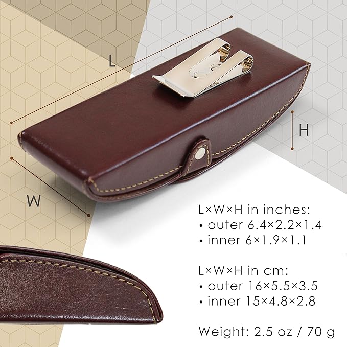 Orsus Hard Glasses Eyeglass Case with Belt Clip, Belt Waist Hard Sunglasses Case 6x2 Inches