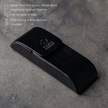 Time Resistance Leather Glasses Case - Hard Shell Leather Glasses Case - Made in Italy