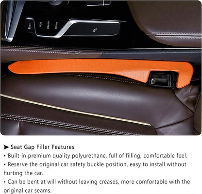 Junecarp Car Seat Gap Filler 2 Pack,Flexible Car Gap Filler Organizer to Stop Items from Dropping,Essential Interior Car Accessories Seat Gap Plug Perfectly Fits Car Gap (Orange)