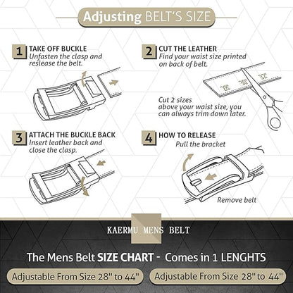 Men's Belt, Leather Ratchet Belt For Men's Dress 3.0cm,1 1/8" Size Adjusted Automatic Buckle