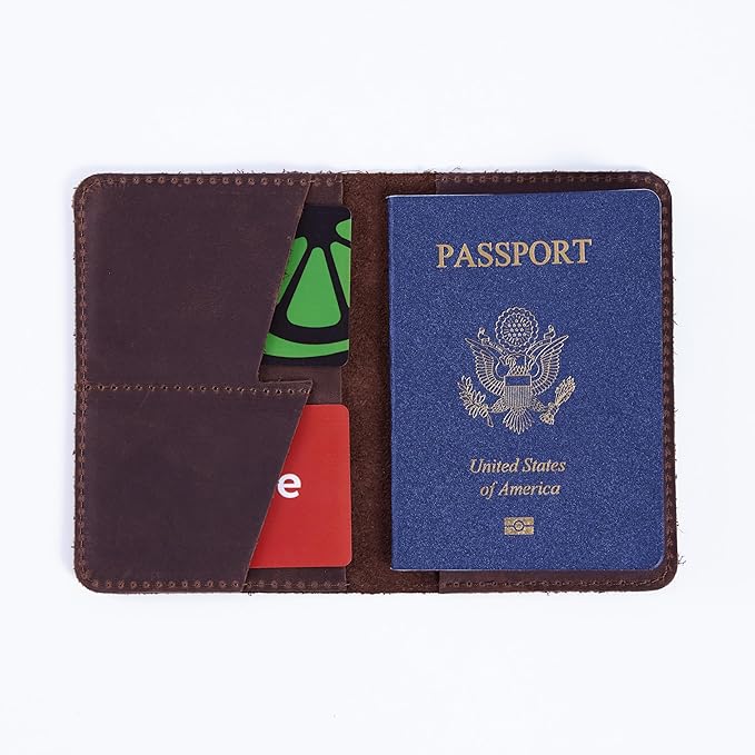 INCARNE US Leather Passport Holder for Travel - Passport Case - Passport Wallet for Men - Passport Cover for Women Sleeve Protector - Travel Essentials Vacation Luggage Travel Gifts - Vintage Brown