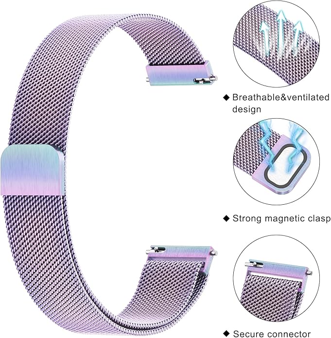 18mm Metal Bands for Garmin Venu 3S / Venu 4 41mm / Venu 2S / Vivoactive 4S / Vivomove 3S / Forerunner 265s Watch Bands, Quick Release Stainless Steel Metal Replacement Wristband Strap for Garmin Forerunner 255s/265s Bands Women Men