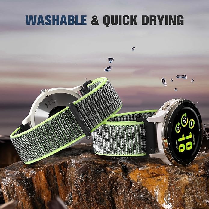 18mm 20mm 22mm Hook and Loop Watch Band Compatible with Garmin Vivoactive 5/ Vivoactive 6/ Vivoactive 3, Soft Nylon Breathable Sport Strap for Venu 2S/ Venu3S/ Forerunner 265s,Venu 3/ Venu 2 Men Women