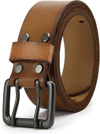 CHAOREN Work Belts for Men Heavy Duty - 1.5" Full Grain Leather Belt Casual - Fully Adjustable, Double Prong