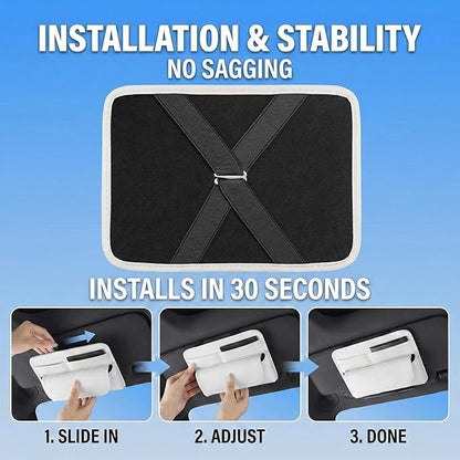 HOLDCY Car Visor Organizer – Sun Visor Storage Pouch Holder for Vehicle Truck SUV, PU Leather Auto Interior Accessories for Registration Document, Gas Card & Sunglasses, Universal Fit (White)