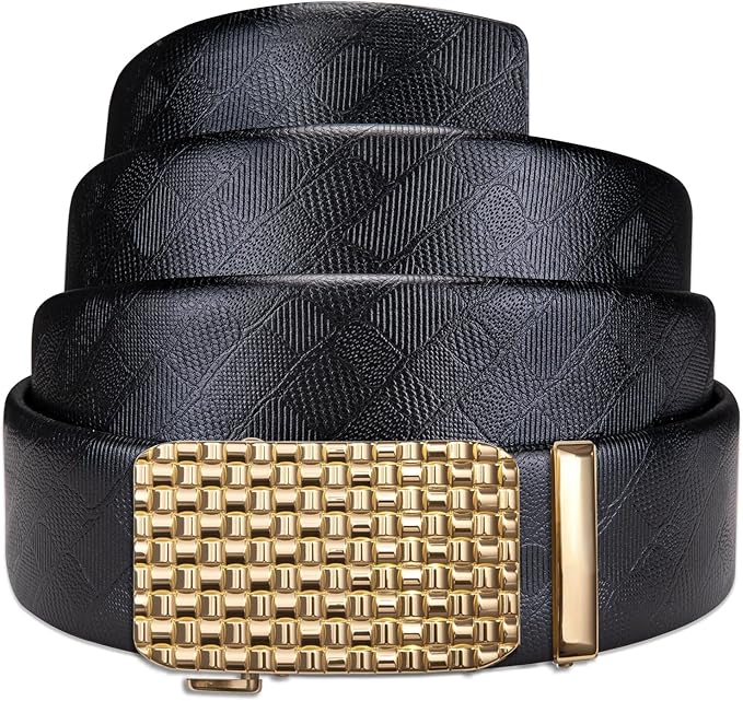 Barry.Wang Mens Belts Leather Ratchet Automatic Buckle Slide Click 1 3/8" Designer Dress Fashion Classic Casual Work Business