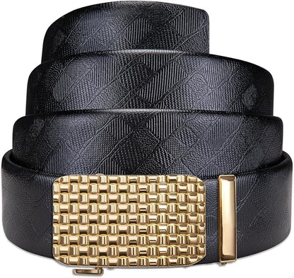 Barry.Wang Mens Belts Leather Ratchet Automatic Buckle Slide Click 1 3/8" Designer Dress Fashion Classic Casual Work Business