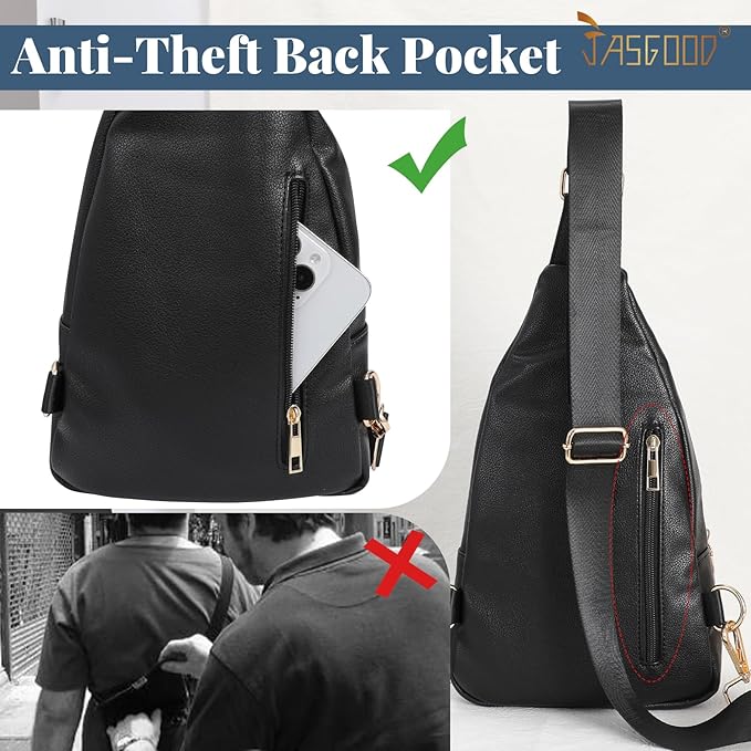 Sling Bag for Women Crossbody Leather Fanny Packs Chest Bag Fashion Sling Backpack Travel JASGOOD