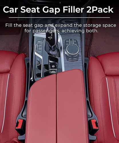 EnzeroTools Car Seat Gap Filler, 2-Pack No-Drop Seat Side Gap Seam Filler Organizer with Phone Holder, Universal Fit Fill The Gap Between Seat & Console, Perfect for Car, SUV, Truck