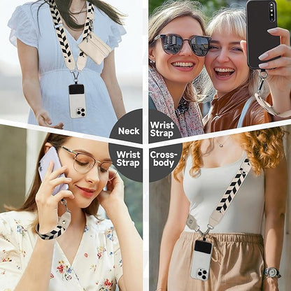 FUVLIFE Phone Lanyard Crossbody Wrist Strap, Adjustable Clip and Go Strap for Phone with Wallet Crossbody, Phone Strap with Zippered Pouch, Universal Hands-Free for All Cell Phone