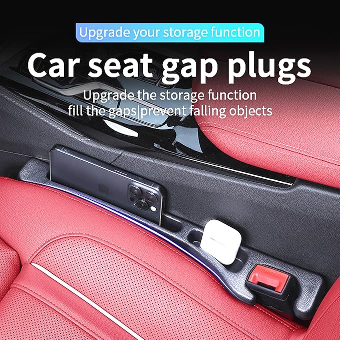 2 Pack Car Seat Gap Filler Stopper/Catcher, No-Drop Seat Guard Insert Between Seat and Console Black Car Accessories Auto Crevice Blocker Pad Plug Seat Gap Guard YMT-A02