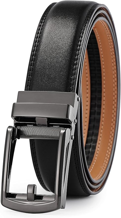 Lingli Men's Belt,Ratchet Dress Belt with Automatic Buckle Brown/Black-Trim to Fit-35mm wide