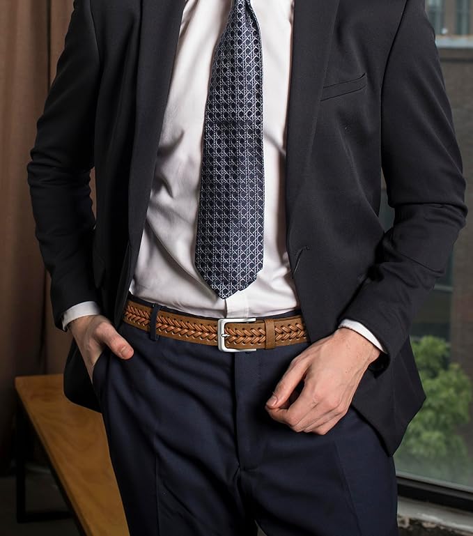 MILORDE Leather Braided Belts for Men, Handmade, Causal Woven Leather Jeans daily wear