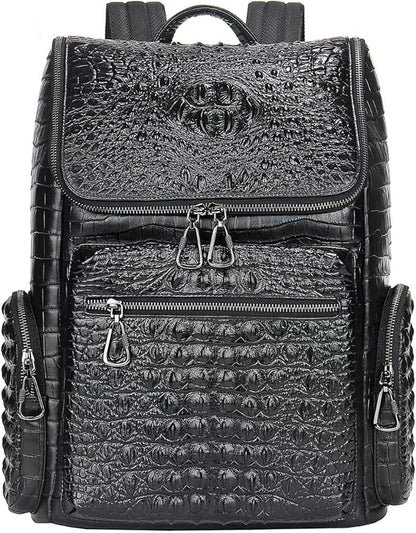 boshiho Real Leather Laptop Backpack Fashion Travel Bag Daypack for Men (L - Metal Zipper Pull)