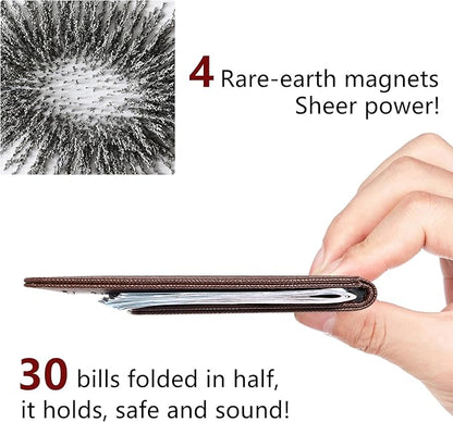 Toughergun Slim Wallet for Men RFID Blocking Money Clip, Minimalist Front Pocket Credit Card Holder, Magnetic Thin Mens Wallets with ID Window