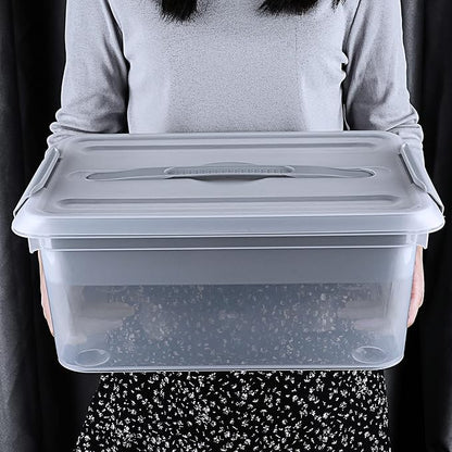 BTSKY Stack & Carry Box, Clear Plastic Storage Container Stackable Home Utility Box with Removable Tray Multi-Purpose Storage Bin for Organizing Stationery, Sewing, Art Craft Supplies(Grey)