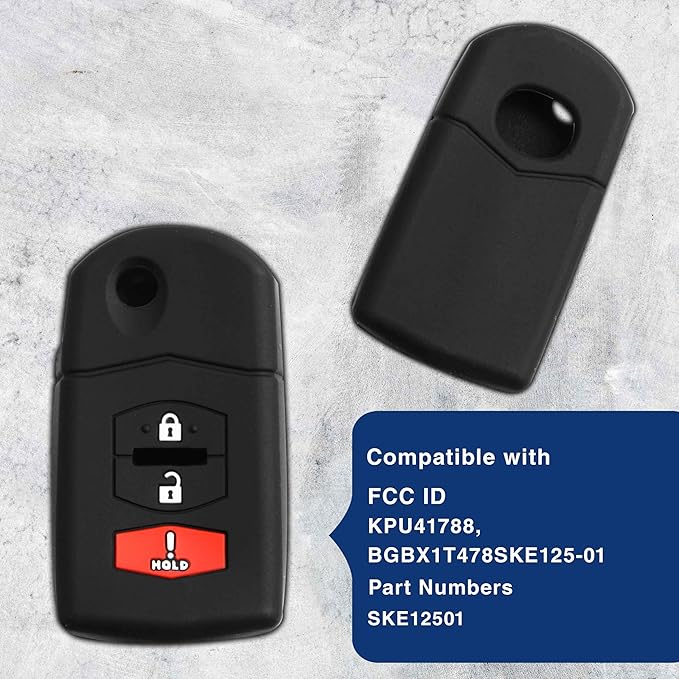 KeyGuardz Keyless Remote Car Flip Key Fob Outer Shell Cover Soft Rubber Case for Mazda CX-5 CX-7 CX-9 MX-5 MPV RX-8