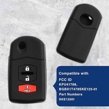 KeyGuardz Keyless Remote Car Flip Key Fob Outer Shell Cover Soft Rubber Case for Mazda CX-5 CX-7 CX-9 MX-5 MPV RX-8