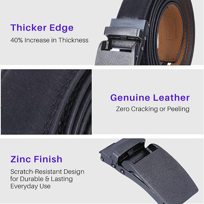 Marino Avenue Ratchet Belt for Men. Adjustable Leather Dress Belt with 38 Easy to Click Into Place Ratchet Closures.