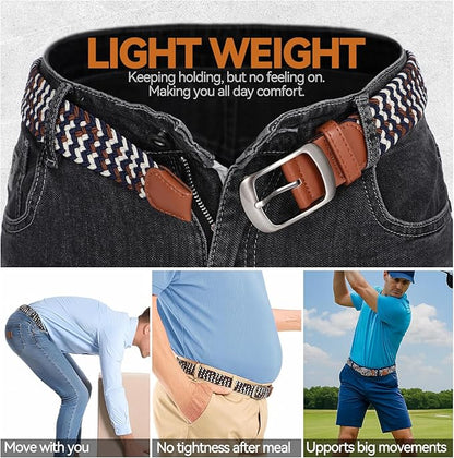 XZQTIVE Braided Belt Stretch Belt for Men and Women Multicolored Woven Golf Belt Elastic Jean Belts