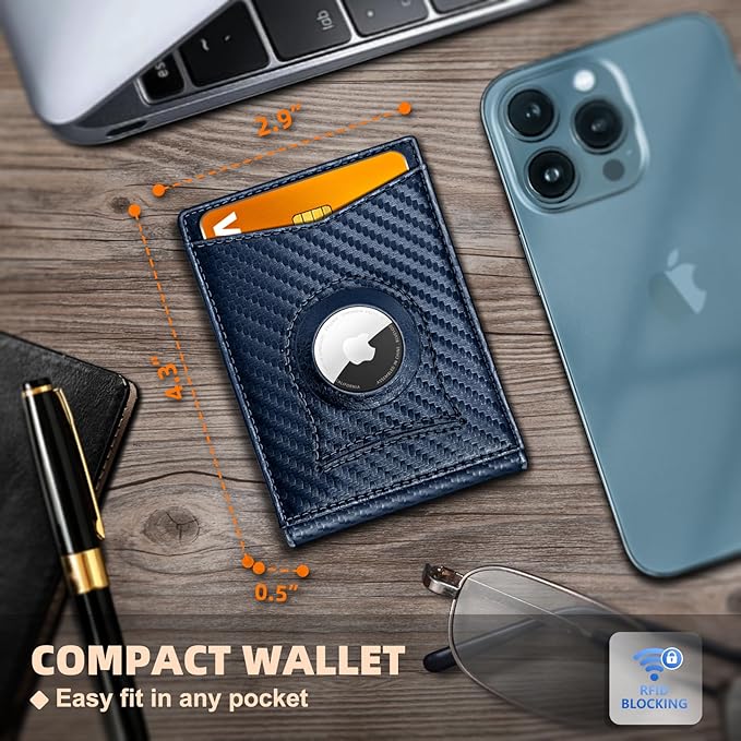 BULLIANT Men Wallet Airtag&Standard Use,Slim Front Pocket Wallet Money Clip for Gifg Men RFID Blocking 11Cards