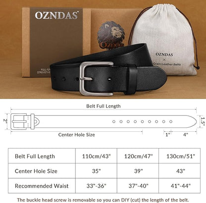Men's Leather Belt Full Grain Leather Belts for Men Handmade Real Solid Top-Grain Leather Heavy-Duty Work Belt Gifts