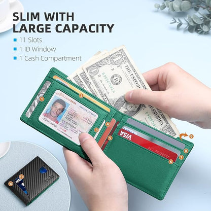 Zitahli Bifold Wallets for Men - Slim RFID Leather Credit Card Holder for 6-11 Cards, Minimalist Thin Wallet with ID Window & Cash Slot,Front Pockt Carteras Para Hombres, Birthday Gifts for Men | Slim, RFID Blocking, Premium, Front Pocket, Gift Box, Le...