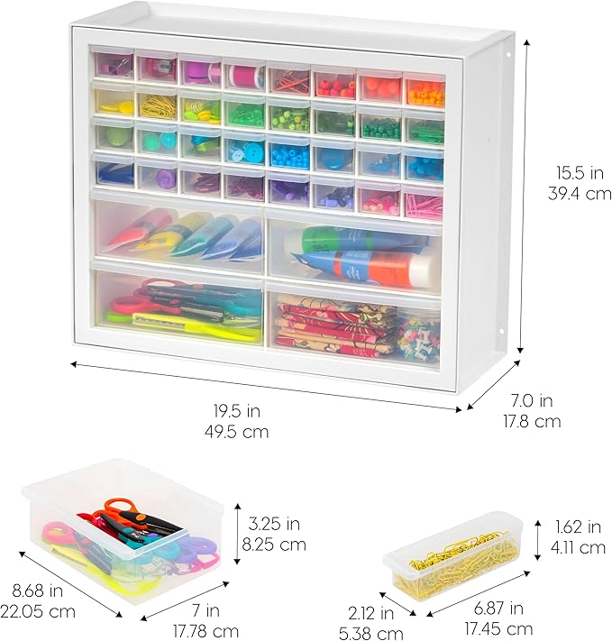 IRIS USA Small Parts Storage Cabinet, Made in USA, 36-Drawer Organizer for Screws, Nuts & Bolts, Electronics, Hardware, Beads, Crafts, Scrapbook Art Hobby, Teacher Toolbox, Garage Storage – White