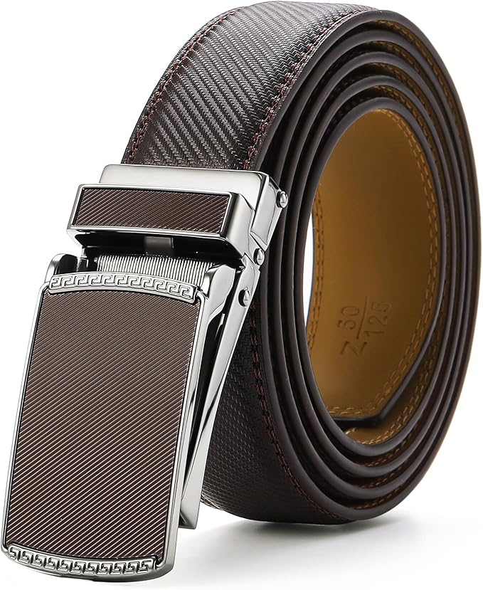 Men's Belt, Leather Ratchet Belt For Men's Dress 3.0cm,1 1/8" Size Adjusted Automatic Buckle