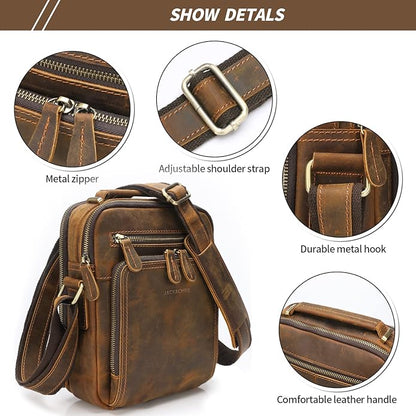 Jack&Chris Leather Messenger Bag for Men, Man Purse Crossbody Bags for Work Business