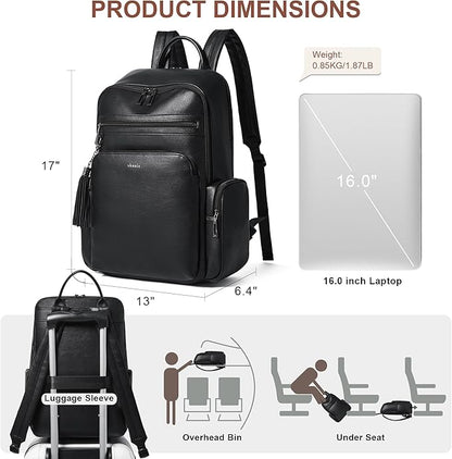 Shrrie Laptop Backpack for Women Fits 16 inch Laptop,Designer Backpacks for Women with Computer Compartment to Business （Black）