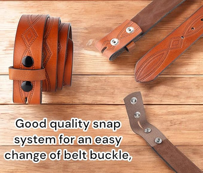 F&L CLASSIC Western Belt without buckle for men – Full Grain Leather Cowboy Belts for jeans - One Piece Leather strap belt