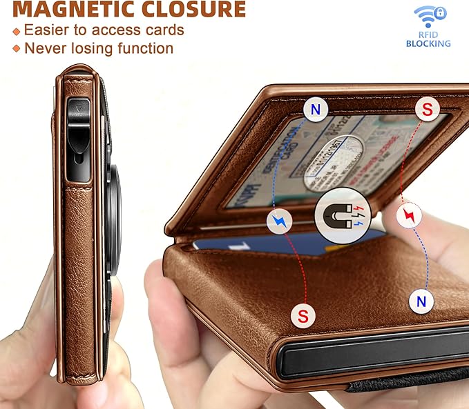 BULLIANT Men Wallet Gift Boxed,Slim Front Pocket Wallet Money Clip Card Holder 3.8"x2.7",Pop-up Access