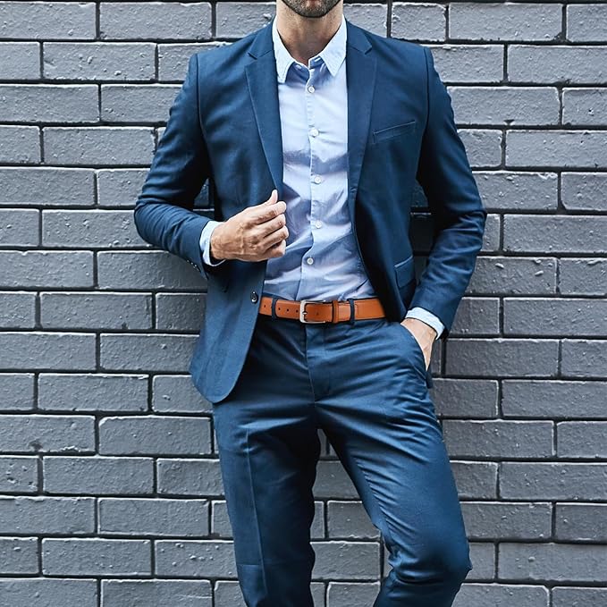 Bighake Men's Genuine Leather Dress Belt, Handmade Leather Jeans Belt for Men Work Business and Casual