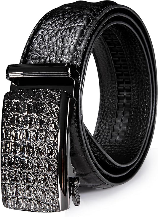 Barry.Wang Mens Belts Leather Ratchet Automatic Buckle Slide Click 1 3/8" Designer Dress Fashion Classic Casual Work Business