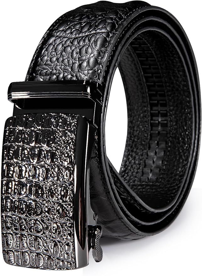 Barry.Wang Mens Belts Leather Ratchet Automatic Buckle Slide Click 1 3/8" Designer Dress Fashion Classic Casual Work Business