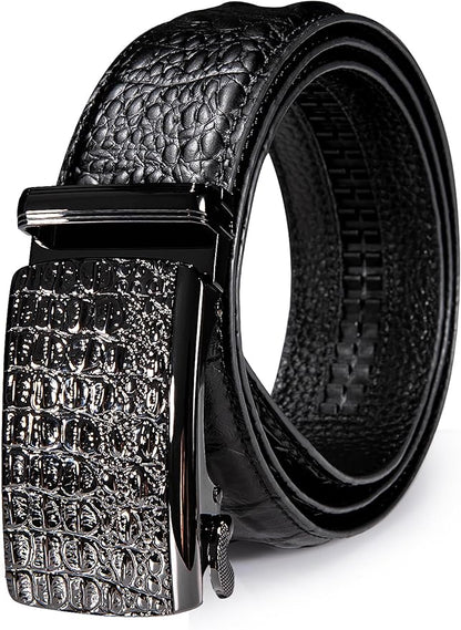 Barry.Wang Mens Belts Leather Ratchet Automatic Buckle Slide Click 1 3/8" Designer Dress Fashion Classic Casual Work Business