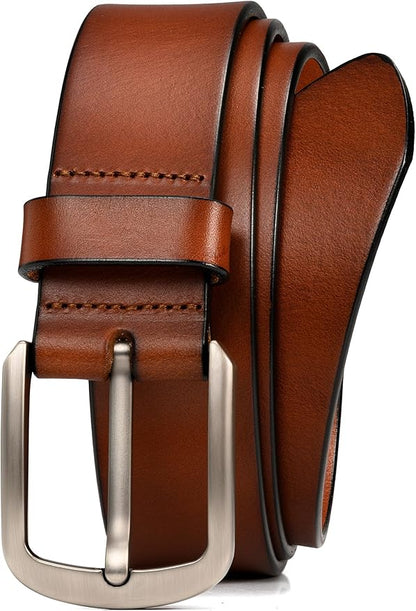 WOLFANT 1.5" Top Full Grain Leather Belt for Men in Gift Box,100% Italian Real Solid Leather