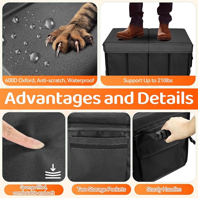 Car Seat Extender for Dogs, Backseat Extender for Large Dog up to 210 LBS, Foldable Back or Front Seat Extender for Most Cars Car Organizer Gap Filler